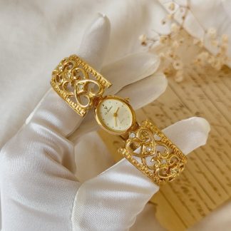 Gold Metal Cuff Women's Watch